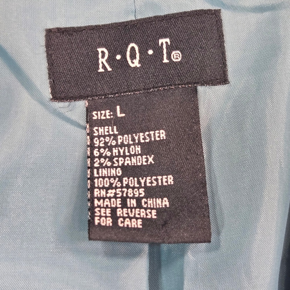 R.Q.T Women Large Blue Corduroy Ribbed Trim Two Button Blazer Jacket - Picture 8 of 9